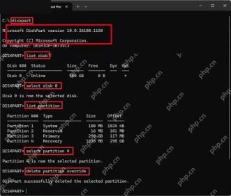 list partition 中可看到恢复分区位置和大小。