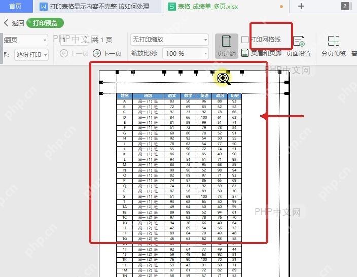 WPS表格打印预览中调整页边距和缩放比例