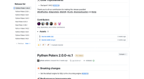 Polars 官方 GitHub Releases 展示 Python Polars 1.43.1 SQL 与 join 修复记录