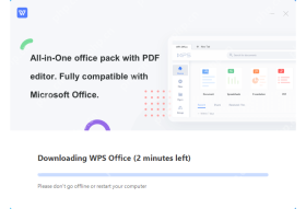 Windows 上 WPS Office 安装进度条和下载提示