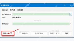 Word查找和替换窗口中更多按钮用于展开特殊格式