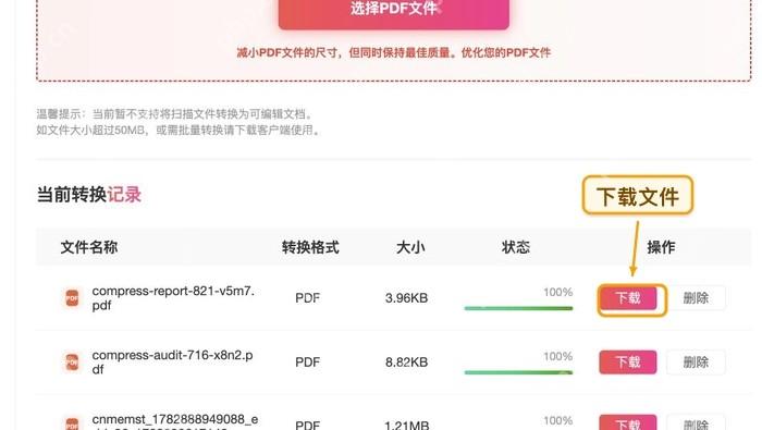 下载压缩后的PDF文件