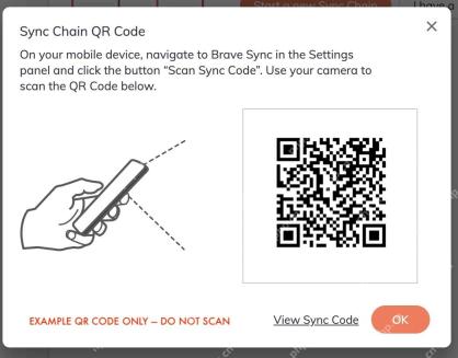 Brave Sync 添加手机时显示的二维码界面
