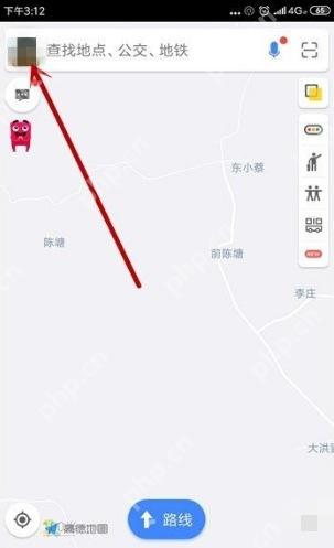 高德地图首页加载当前位置，提示定位失败时可检查定位服务