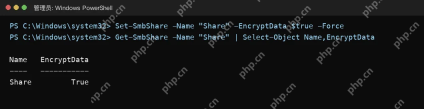 Win10 PowerShell 执行 Set-SmbShare 为指定共享启用 EncryptData