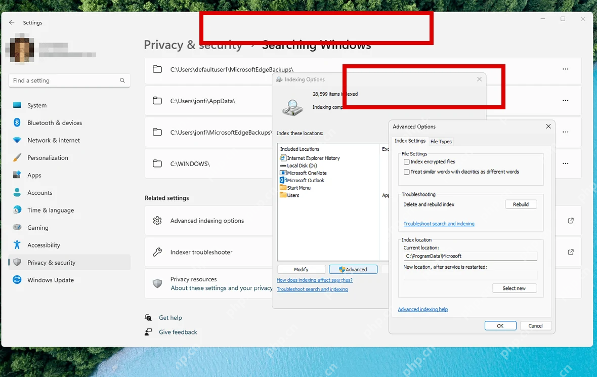 Win11 搜索 Windows 索引完成状态