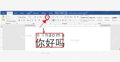 Word 文档中汉字上方已经显示拼音注音结果
