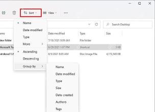 Win11 排序菜单选择 Date modified 修改日期