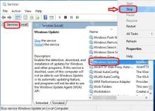 Win10 服务管理器中选中 Windows Update 服务