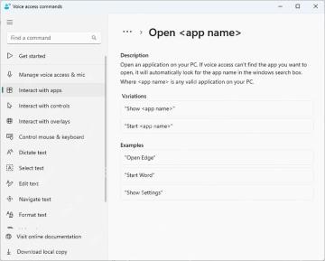 Win11 语音访问命令页显示 Open app name 打开应用命令
