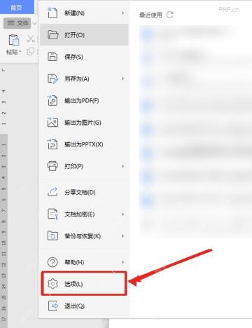 WPS文件后台菜单里的选项按钮服务于进入设置窗口步骤