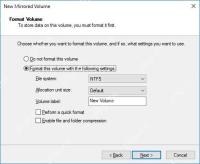 Win10 新建镜像卷向导中设置 NTFS 格式化选项