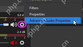OBS Studio 音频混音器齿轮菜单显示 Advanced Audio Properties 入口