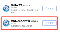 Windows驱动人生网卡版下载界面显示离线工具入口,证明安装网卡驱动前要先准备网卡版工具。