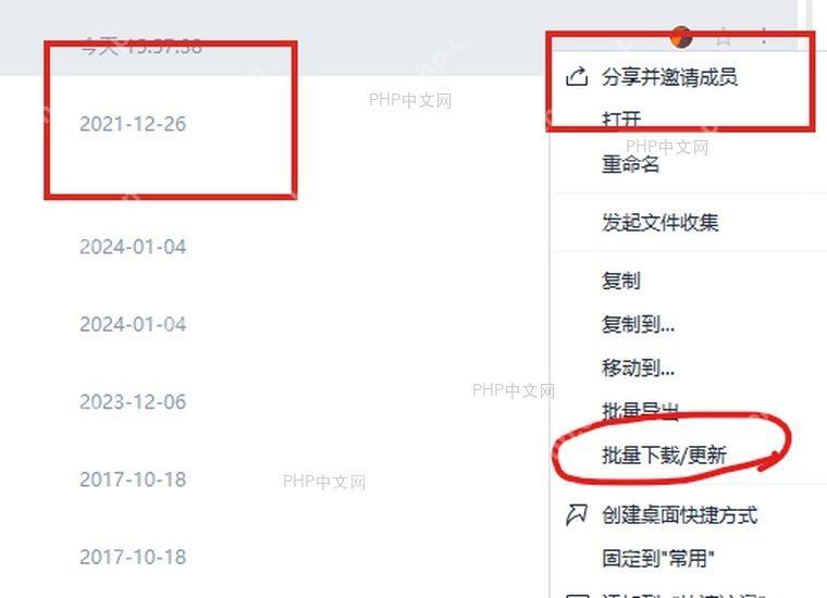 共享文件右侧更多菜单中的打开选项