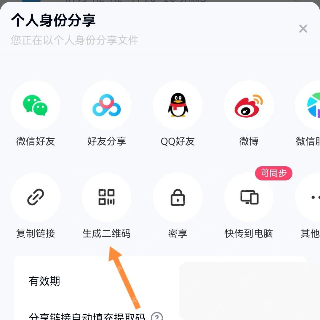 百度网盘分享面板里的链接和权限入口