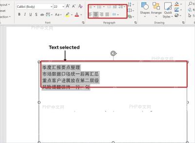 PowerPoint选中需要调整缩进和间距的文本段落