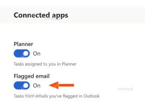 Microsoft To Do 设置中开启 Flagged email 开关