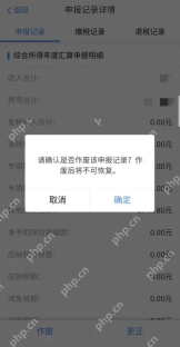 个人所得税App真实操作界面截图：个人所得税App作废申报确认提示
