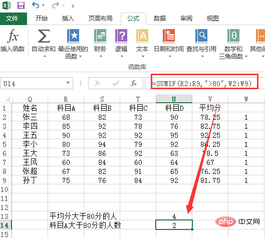 sumif関数を使って平均値を求める方法