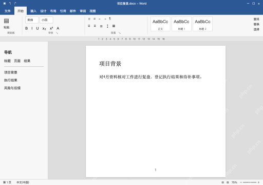模拟 Microsoft Word 简体中文桌面版完整界面:打开导航,登记章节结构