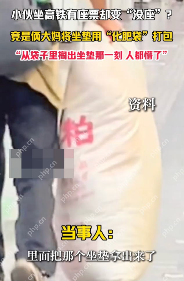 俩大妈把高铁坐垫打包带走 小伙坐高铁有座票变“没座” - php中文网