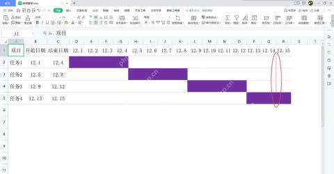 WPS表格条件格式生成带颜色标记的甘特图效果