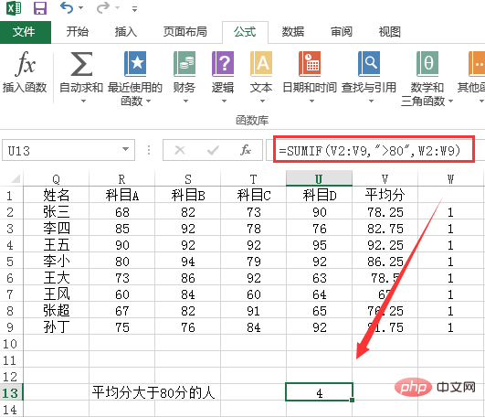 sumif関数を使って平均値を求める方法