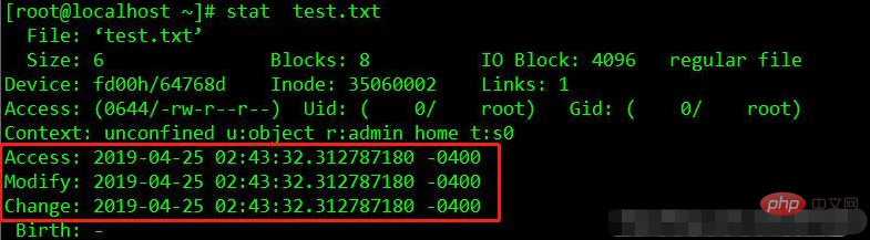 How to check file time in linux