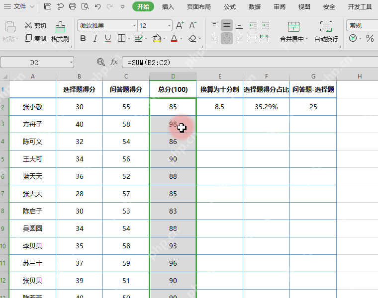 WPS表格中选中需要统一小数位的计算结果列