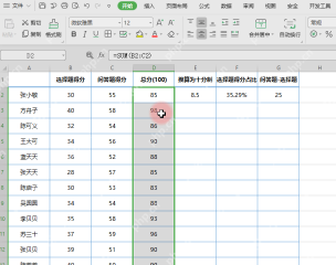 WPS表格中选中需要统一小数位的计算结果列