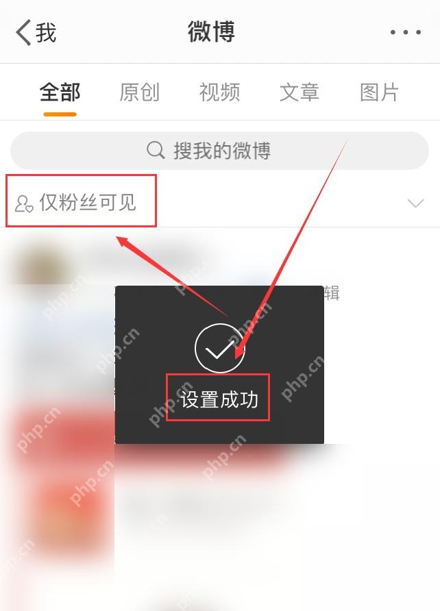 微博可见范围设置完成后的状态