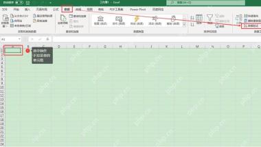 Excel中选中目标单元格并从数据选项卡进入数据验证
