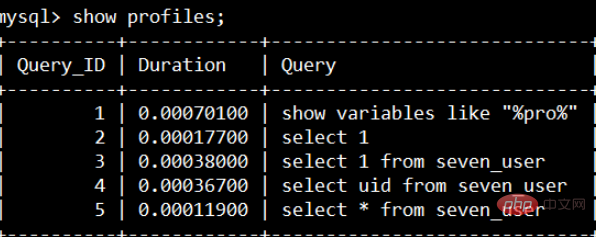 mysql 문의 실행 시간을 확인하는 방법