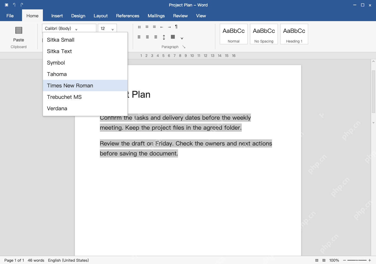 模拟 Microsoft Word:设置字体和字号,不动标题