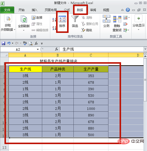 So sortieren Sie eine Excel-Datenbank