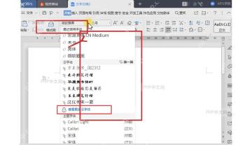 WPS 文字开始选项卡中打开字体下拉列表选择字体
