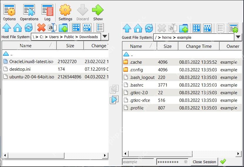 VirtualBox 客户机文件管理器界面