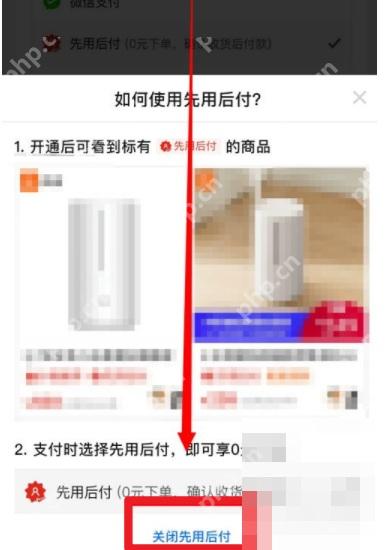 拼多多说明页里的关闭先用后付按钮