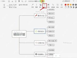 WPS思维导图顶部插入工具栏中的标签按钮
