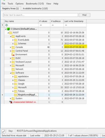 Registry Explorer 显示 Last write timestamp 列查看注册表项最后写入时间