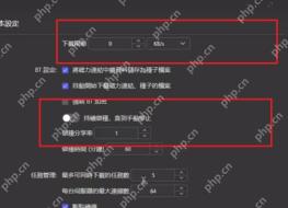 Motrix Windows 设置页红框标出下载性能预设和连接数区域