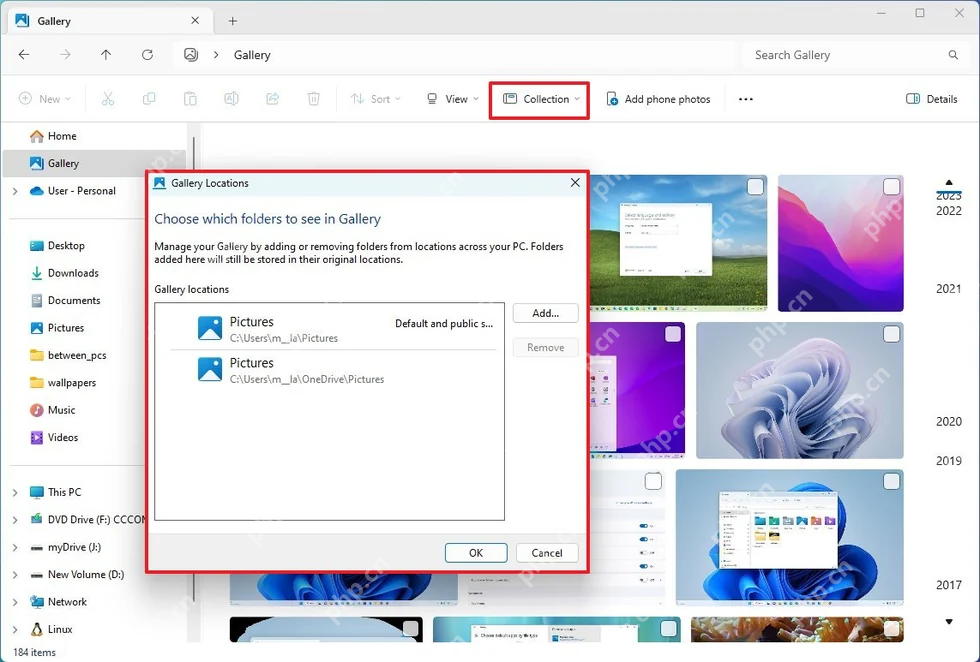 Win11怎么使用资源管理器图库查看照片：管理图库包含的文件夹