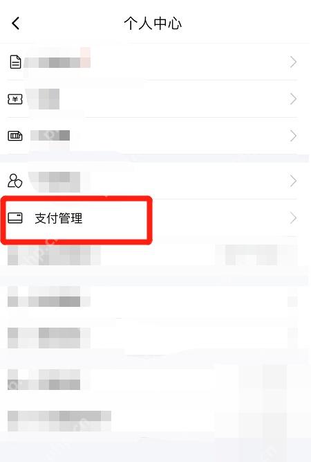 百度地图打车个人中心中的支付管理入口，对应步骤：进入支付管理。