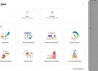 Planner 新建计划窗口中展示项目管理等模板卡片