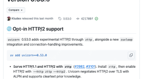 Uvicorn 0.53.0 发布页说明 zttp HTTP/2 实验支持及参数
