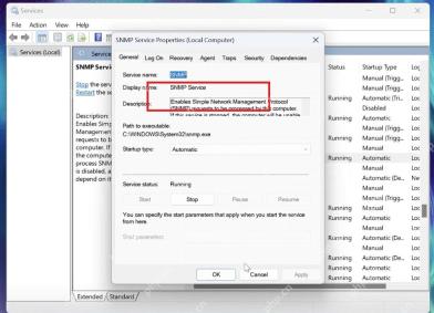 Win11 服务属性中配置 SNMP Service 启动类型