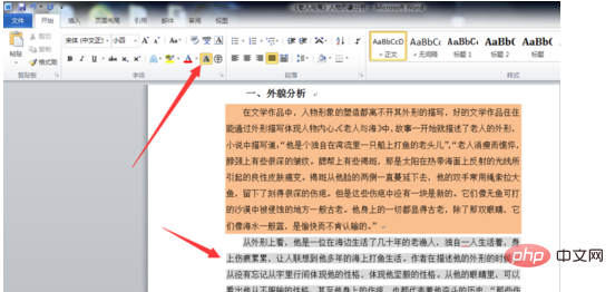 How to set text shading in word2010