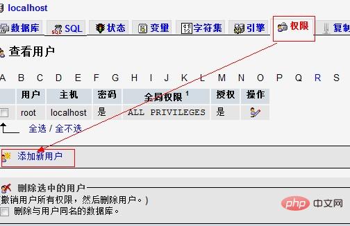 如何在phpmyadmin增加用戶