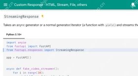 FastAPI 官方 Custom Response 文档展示 StreamingResponse 等响应类型说明